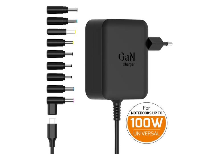 Port Connect Chargeur secteur 100W GAN² Alimentation universelle pour ordinateur portable USB-C - 9 embouts