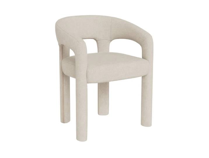 Fauteuil de salle à manger à accoudoirs en tissu beige