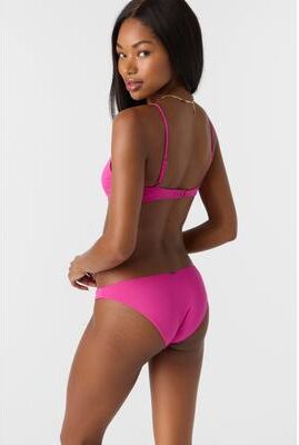 O'Neill s Saltwater Solids Rockley Medium Bikini Bottoms in Fuchsia, Elastane/Polyamide