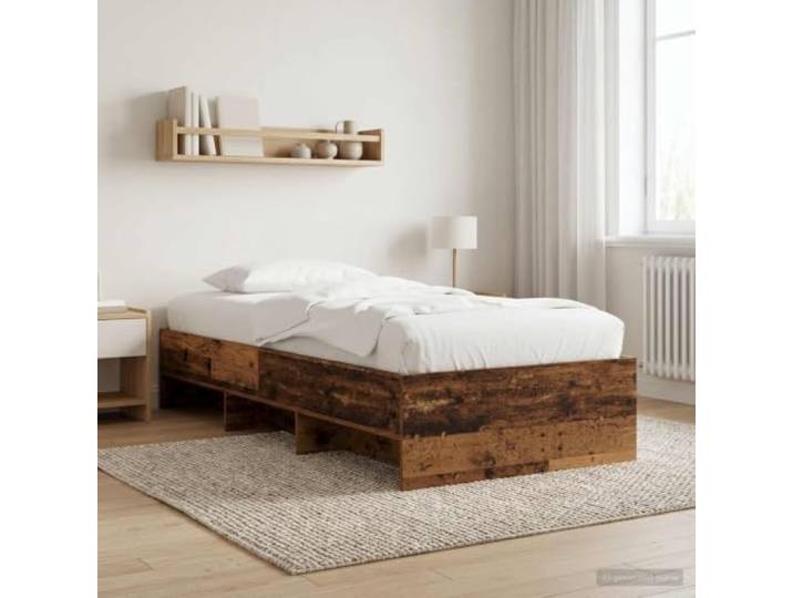 RJPLMFV Bettgestell, Antikholz, 80 x 200 cm, Holz Fester Lattenboden, modernes Design, einfache Montage, einfache Pflege