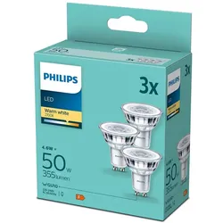 3er-Set PHILIPS GU10 LED Reflektor 4,6W wie 50W 36° Ausstrahlwinkel 2700K warmweißes gebündeltes Licht