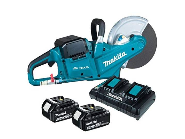 Makita DCE090T2X1 Découpeuse 36V 230mm + 2 Batteries 18V 5Ah Li-ION + Chargeur DC18RD
