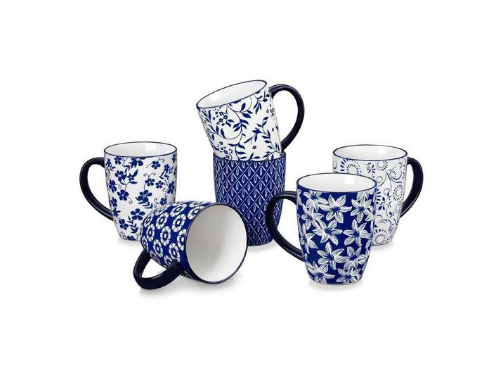 LuxusKollektion Tasse Kaffeetassen 6er Porzellan 480ml Henkel Tee Kakao Becher (6x), Keramik