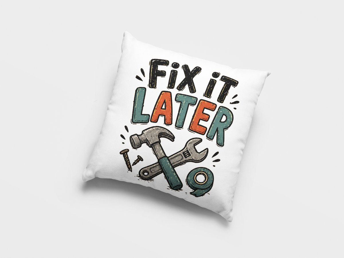 Sierkussen Fix It Later met Retro Gereedschap Design - 40 x 40 cm