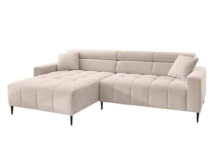 Ecksofa Cord beige elektrisch ausfahrbar 256 cm - OT links - SIMPLE