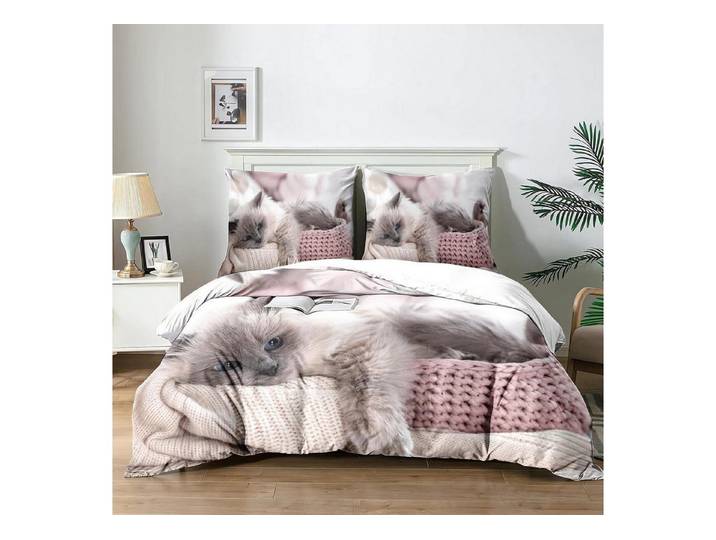 LuxusKollektion Jugendbettwäsche Betthüsste Katze 200x200 3D-Druck Mikrofaser