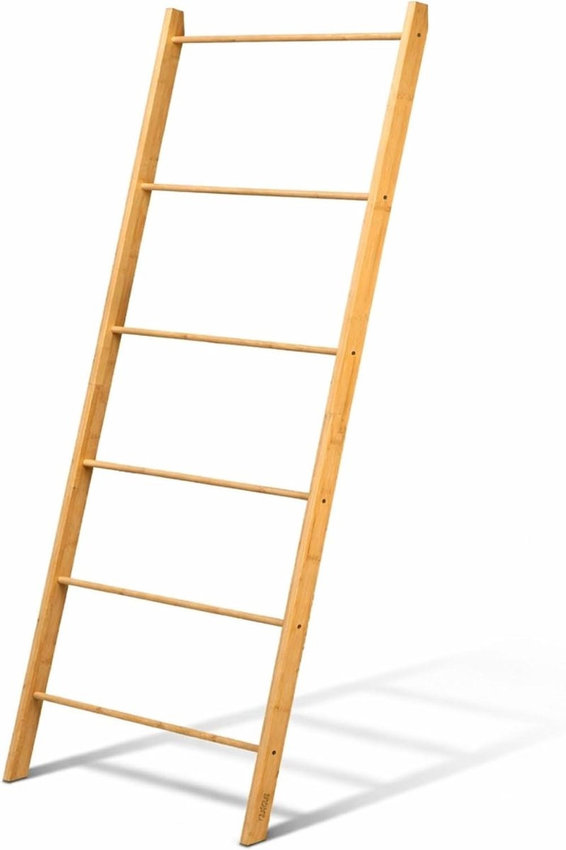 Handdoekladder van bamboe met 6 treden, Hoogte: 170 cm