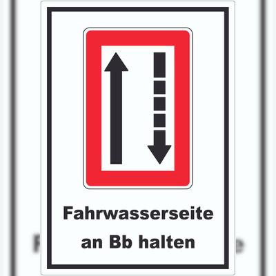 HB-Druck Fahrwasserseite an Backbord halten Symbol und Text Aufkleber A3 (297x420mm)