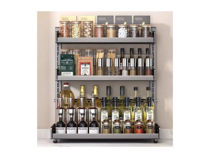 Étagère à Épices 3 Niveaux Réglable en Métal – Organisateur de Cuisine pour Bocaux Condiments et Assaisonnements