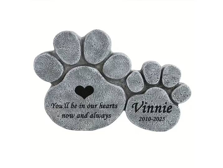 Pierre commémorative personnalisée en résine grise pour animaux de compagnie, pierre commémorative avec motif de cœur, cadeau de sympathie de pâques peint à la main pour décoration de jardin