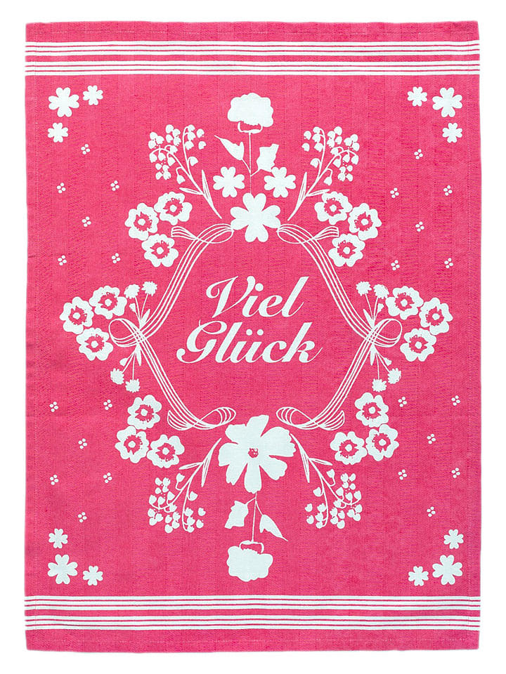 Overbeck and Friends Geschirrtuch "Viel Glück" in Pink - (L)70 x (B)50 cm - onesize