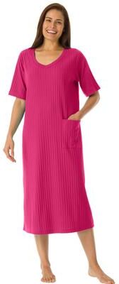 Plus Size Women's Ribbed Sleepshirt by Only Necessities in Raspberry Sorbet (Size M)