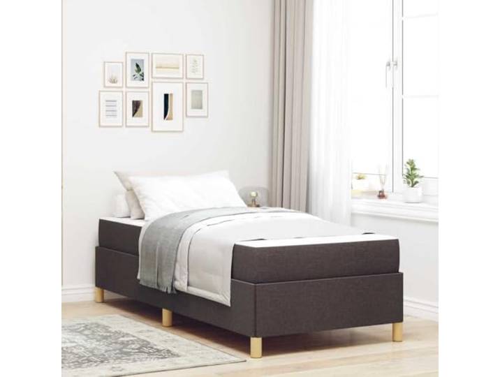 KTHLBRH Bettgestell Dunkelbraun 100 x 200 cm Stoff Technisches Holz, integrierter Speicher, minimalistisches Design, stabil