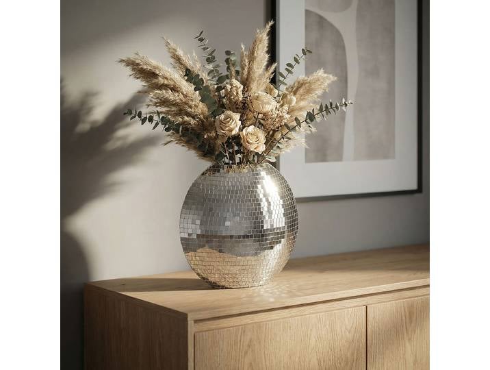 Vase de table Luomo 10 x 35 x 40cm Argenté/Argenté
