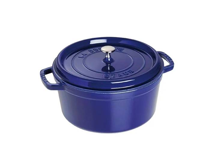 STAUB Cocotte en fonte ronde Staub, trois couches d émail 6,7 l bleu foncé'