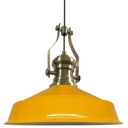 Bamyum Pendellampe Vintage, Neo-Asletl Lampe Gelb Groß Lampe