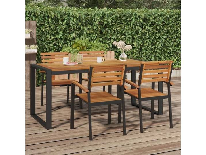 Promo été Table Terrasse - Brun - Table de jardin 1 PC - SWEETY - Table de Repas - et pieds en forme de U 180x90x75cm bois acacia 7