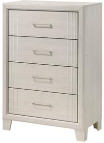 Esofastore 1pc Contemporary Four-Drawer Chest Bed Side Cabinet Wooden Furniture White/Beige