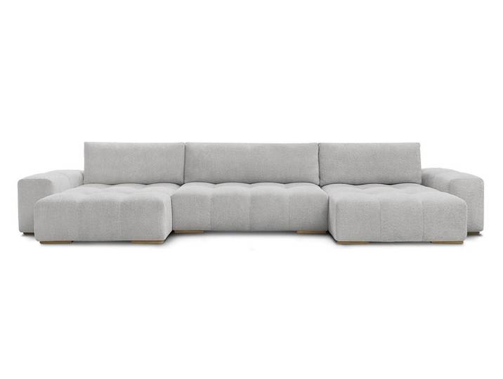 Wohnlandschaft BOBOCHIC ANAKIN Boucle-Stoff hellgrau