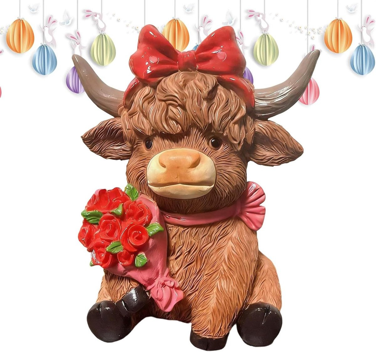 Bruin Koe Beeldje - Miniatuur Decoratie van Duurzaam Hars - 9 x 6 x 11 cm
