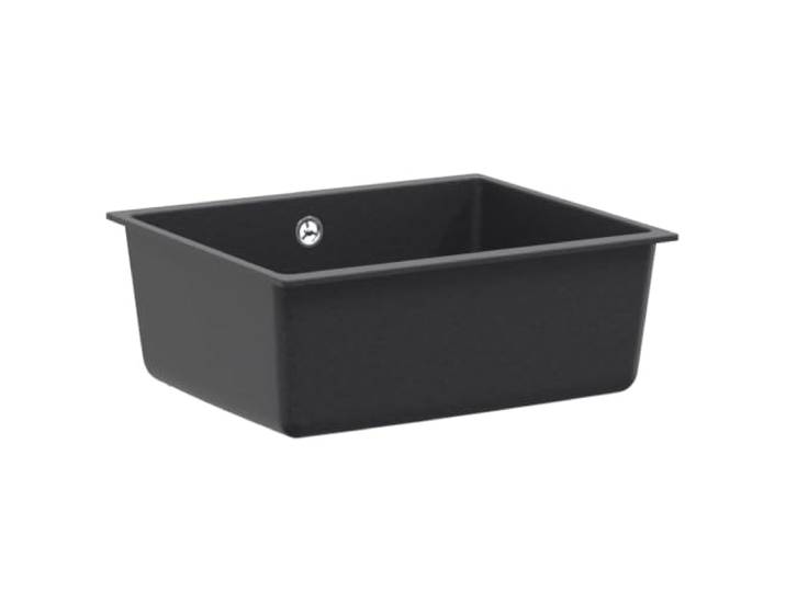 Xhnifbn Küchenspüle Granit Einzelbecken 53x46x20 cm Graphit Hitzebeständige Einbauspüle für die Küche: fleckenresistent bis 280 °C und pflegeleicht mit praktischem Siebkorb.