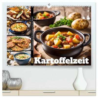 Kartoffelzeit - Zwölf klassische KI Kartoffelgerichte mit Rezept (hochwertiger Premium Wandkalender 2027 DIN A2 quer), Kunstdruck in Hochglanz