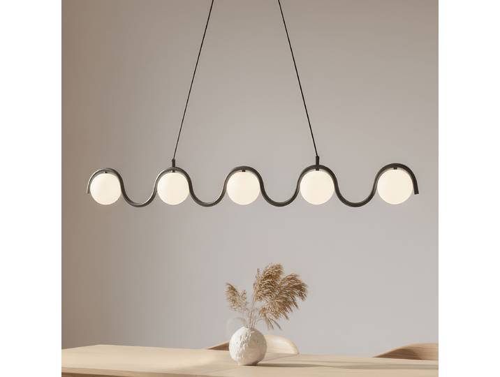Suspension Sinus 110 x 120 x 10cm Noir/Noir Verre opale, acier G9