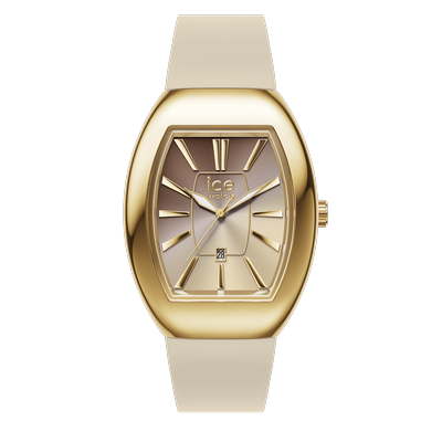 Quarzuhr ICE-WATCH "ICE boliday - Dome - Metal - Small - 3H + Date", gold (naturfarben), Armbanduhren, Damen, Quarzuhr, Armbanduhr, Damenuhr, analog, Datum, Silikonarmband