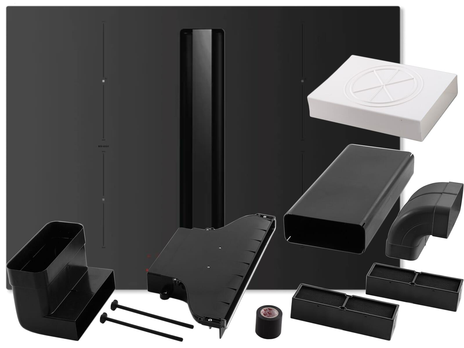 Elica SET NikolaTesla Alpha Advance Raw BL/A/72 - PRF0211076 Kochfeldabzug Induktion Schwarz Matt + KIT0167757 Installationsset Umluft