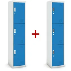 Metallspind S3 1+1 GRATIS, 3 Abteile, zerlegt, Zylinderschloss, grau/blau
