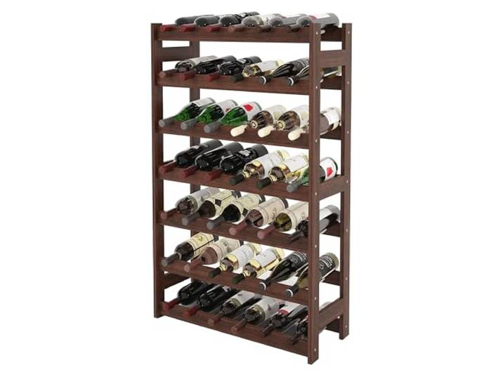Relaxdays Weinregal, 42 Flaschen, Walnussholz, 102x63x25 cm, Dunkelbraun