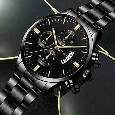 Uplift Essentials Luxury Mens Business Sports Watch Precision Quartz Wristwatch With Calendar gold White