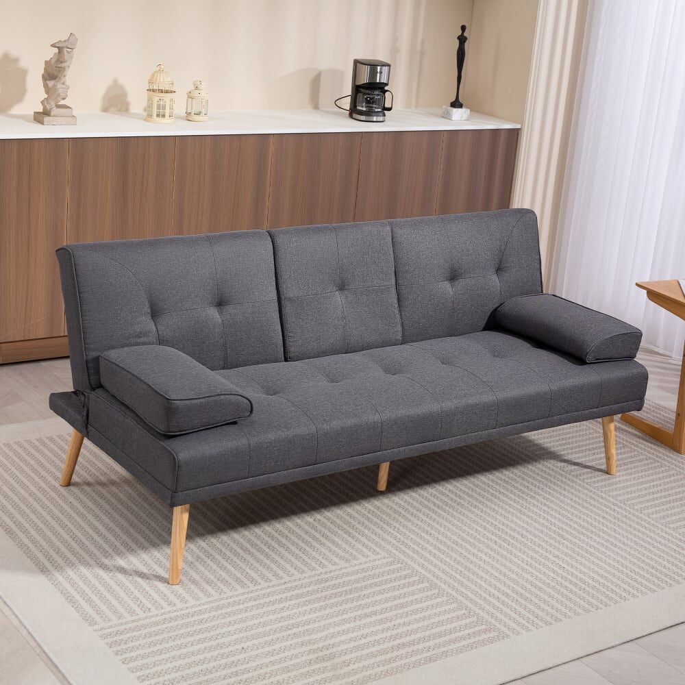 Homcom Canapé convertible 3 places design scandinave Gris 181x78x77cm