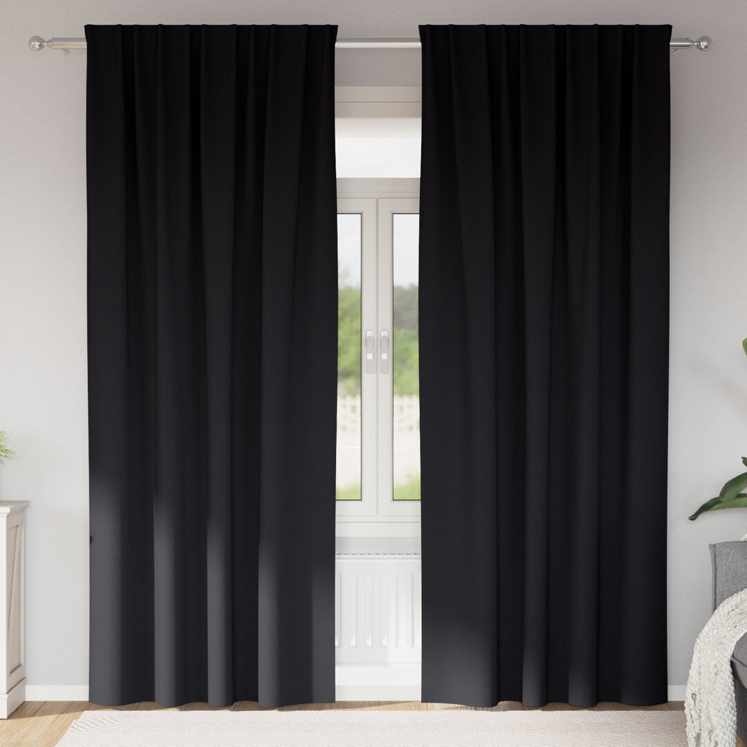 Fairmont Park Curtains With Curtains 2 Pcs Polyester Black 140cm Width x 260cm Drop