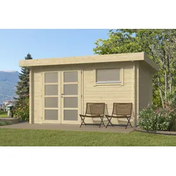 Wolff Finnhaus Gartenhaus Levke 3729 - 44 mm  naturbelassen Ohne Fußboden / Fundamenthölzer