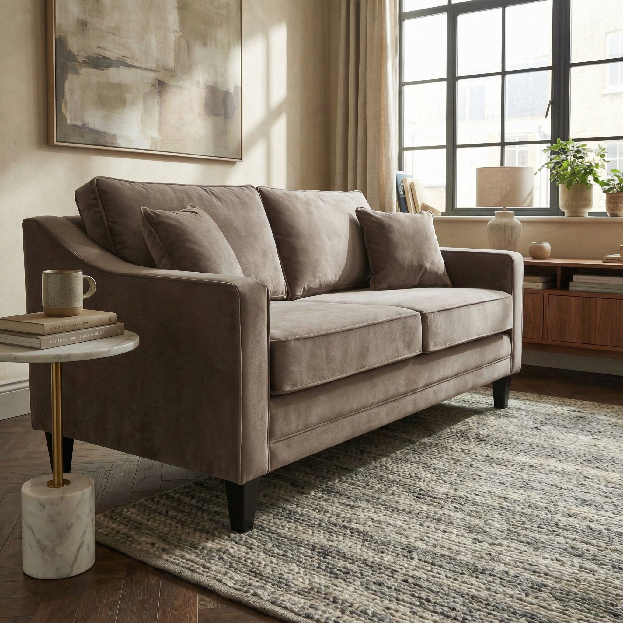 Sofa Style Wiltshire 2 Seat Velvet Sofa in Mink