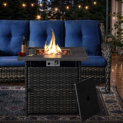 Gymojoy Outdoor Propane Fire Pit Table - 55000 BTU, Adjustable Flames - Square