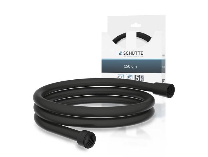 Brauseschlauch SCHÜTTE, schwarz (schwarz matt), L:1,5m, PVC, Schläuche, Brauseschlauch, diverse Längen, inkl. Wasserspardichtung - bis 50% Wasserersparnis
