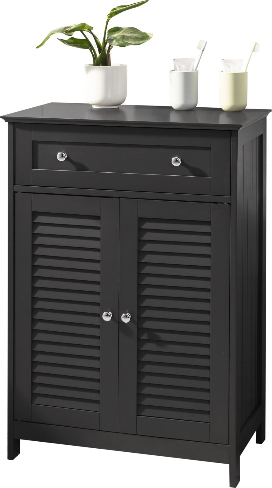 SoBuy Badmeubel met lade en open vakken, vochtbestendig kastje voor de badkamer, hal of keuken, Model FRG238-DG
