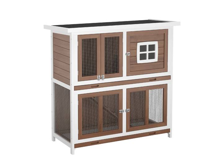 Kaninchenstall Holz BUNZO 110 x 52 x 108 cm natur/weiss