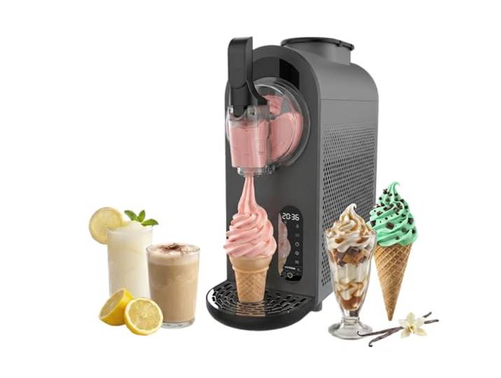 Cecotec Slush Maschine Twist&Ice Cream, 1,5 L, 9 Modi, 210 W Softeismaschine ohne Vorkühlen, einstellbare Eiskonsistenz, Touchdisplay, tropffreier Ausguss, Selbstreinigung