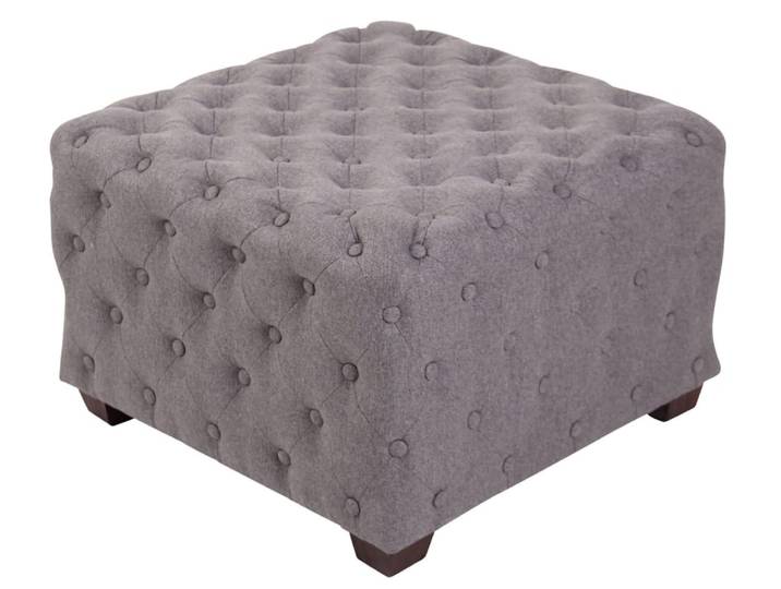 Tabouret bas carré capitonné en tissu Gris