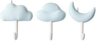 Snug & Styled Cloud Shape Adhesive Wall Hooks, Punch Free Non Marking No Drill Hooks Set Of 3 blue