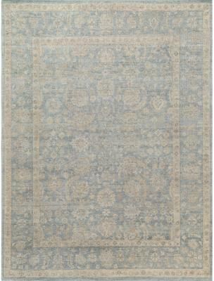Exquisite Rugs "Harper hand-knotted New Zealand Wool Light Blue/Beige Area Rug - 7' x 4'8"""