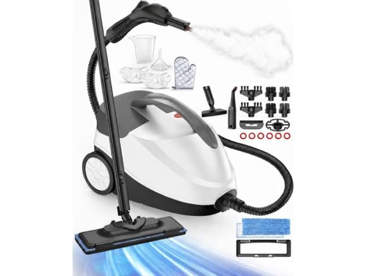 Dampfreiniger, 2000 W Polstermöbelreiniger, einstellbare Dampfmenge Ohne Chemikalien, für Haushalte mit Haustieren, für Fußböden, Fenster, Herd, Auto, Dampfdruck: 4 bar, Laufzeit: 45 Min