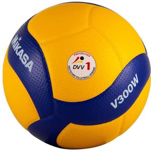 Mikasa Volleyball V300W, mit FIVB & DVV 1 Zertifizierung, Spielball, gelb/blau, 280 Gramm, Größe 5