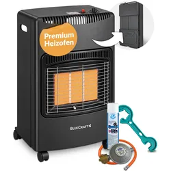 BlueCraft Infrarot Gas Heizofen 4,2 kW  mit klappbaren Seitenwänden, mit Schlauc...