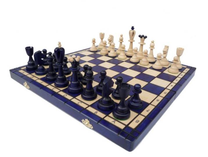 Holzprodukte Spiel Schach Schachspiel Ace Schachbrett 42x42 blau rot grün schwarz braun