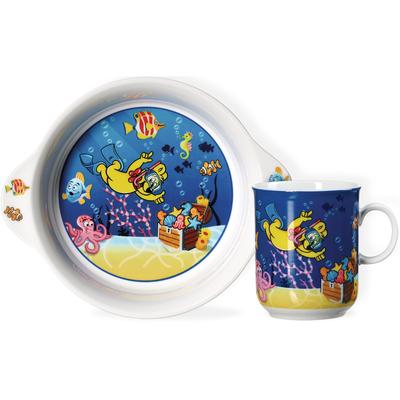 Kindergeschirr-Set RITZENHOFF & BREKER "HARIBO Seaworld, 2-teilig", bunt (blau), 2 Stk., Porzellan, Geschirr-Sets, spülmaschinenfest