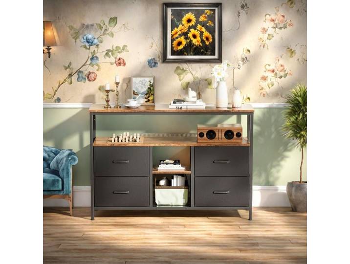 Meuble TV Console TV avec tiroirs Commode pour chambre à coucher Meuble TV bas pour salon 108 x 30 x 78 cm Noir